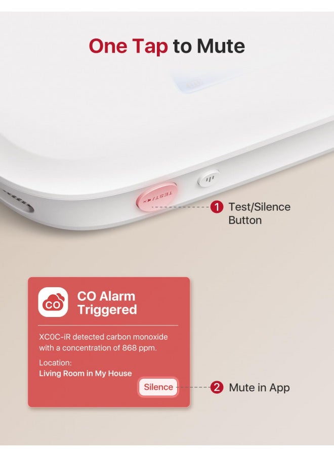 Generic X-Sense Smart Carbon Monoxide Detector XC0C-iR, Silence via App, CO Alarm with LCD Digital Display, Carbon Monoxide Alarm with Replaceable Battery, 1-Pack  - Image 4