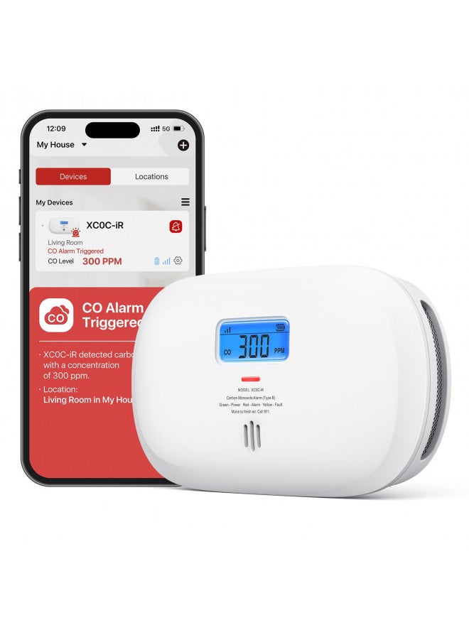 Generic X-Sense Smart Carbon Monoxide Detector XC0C-iR, Silence via App, CO Alarm with LCD Digital Display, Carbon Monoxide Alarm with Replaceable Battery, 1-Pack  - Image 1