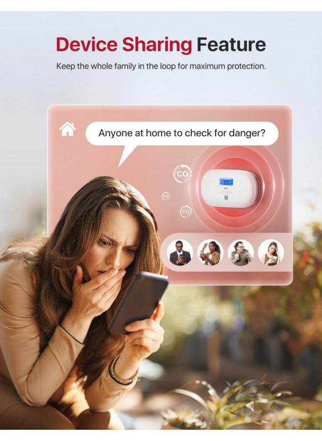 Generic X-Sense Smart Carbon Monoxide Detector XC0C-iR, Silence via App, CO Alarm with LCD Digital Display, Carbon Monoxide Alarm with Replaceable Battery, 1-Pack  - Image 3