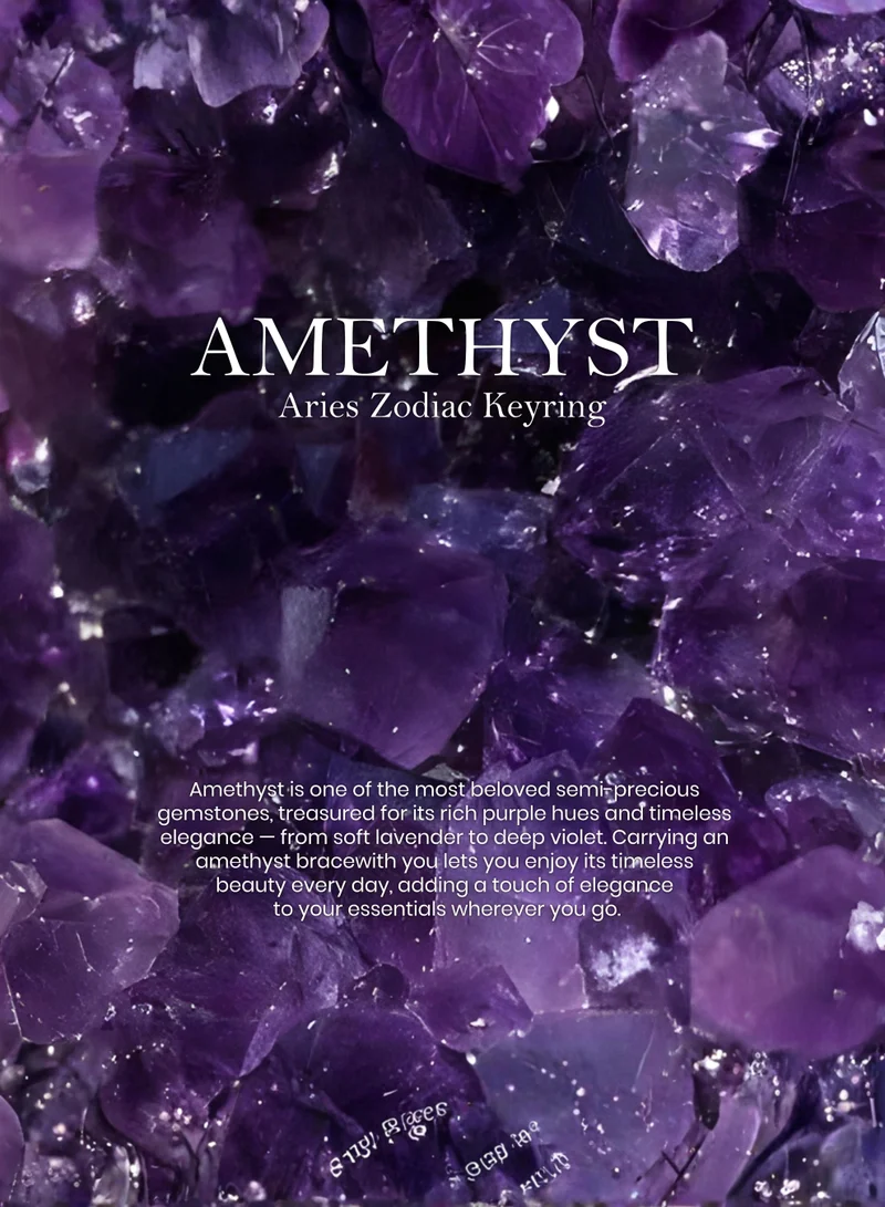 British Fossils قلادة الأبراج برج الحمل بالأميثيست