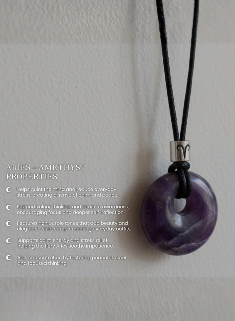 British Fossils Zodiac Pendant Aries - Amethyst - Image 5