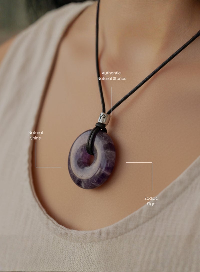 British Fossils Zodiac Pendant Aries - Amethyst - Image 3