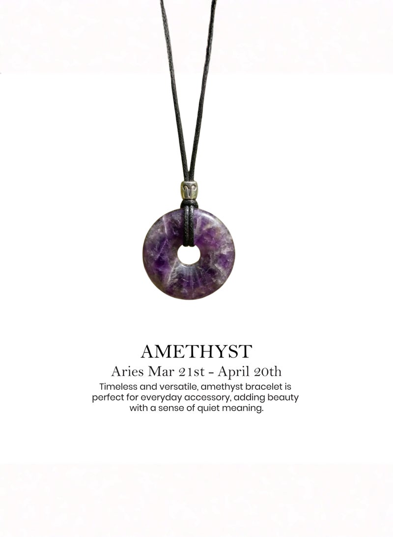 British Fossils Zodiac Pendant Aries - Amethyst - Image 4