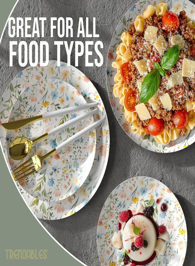 Trendables Heavy Duty Paper Plates Set For 32 Guests - 32 Each Of 8-inch And 10-inch Disposable Plates For Party - Fancy 64 Piece Dinnerware Set For All Occasions | Floral Design, Petite Fleur - Image 4