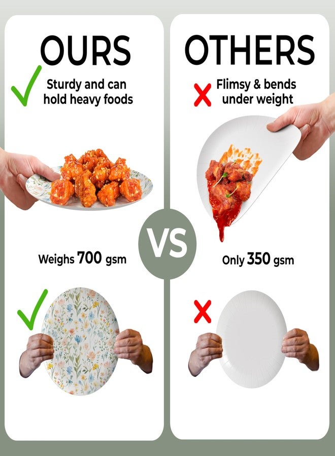 Trendables Heavy Duty Paper Plates Set For 32 Guests - 32 Each Of 8-inch And 10-inch Disposable Plates For Party - Fancy 64 Piece Dinnerware Set For All Occasions | Floral Design, Petite Fleur - Image 5