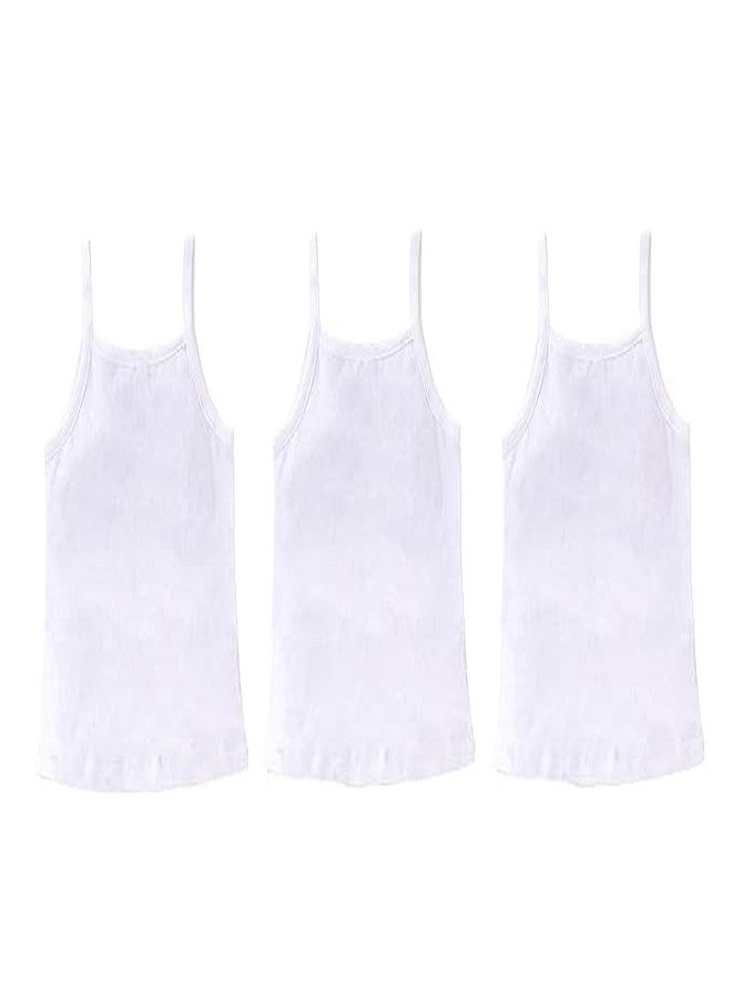 Hivata Women Sameej Baby Girls Soft Cotton Printed Vest Inner Wear for Infants Sando Vest Kids Toddler Camisole Baniyan White Color Vest (Pack of 3pc) (X-Large (16-18 Year))