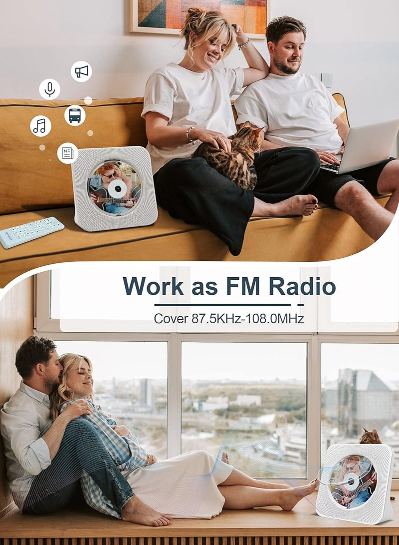 Bluetooth CD Player with Speakers - Homlab Desktop CD Player with Dust Cover, FM Radio, Anti-skip Protection, Portable Music Player Home Audio Boombox with LCD Display, Remote, Aux Input - Image 3