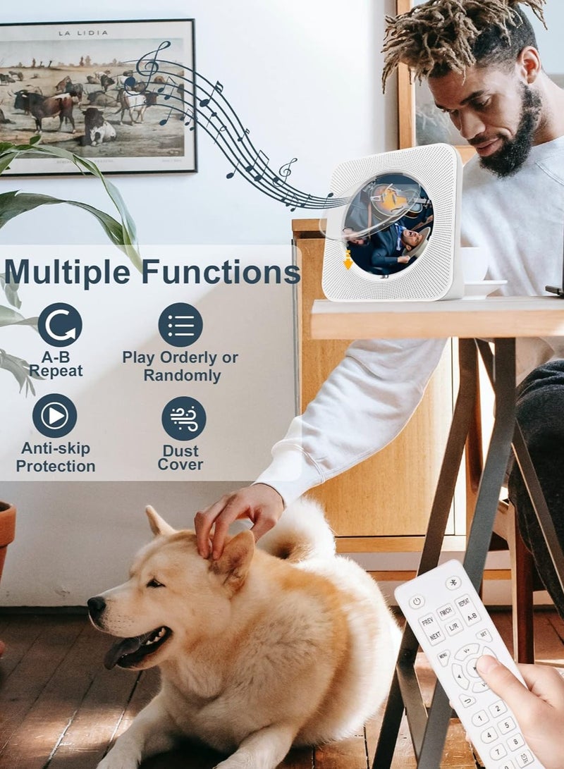 Bluetooth CD Player with Speakers - Homlab Desktop CD Player with Dust Cover, FM Radio, Anti-skip Protection, Portable Music Player Home Audio Boombox with LCD Display, Remote, Aux Input - Image 5