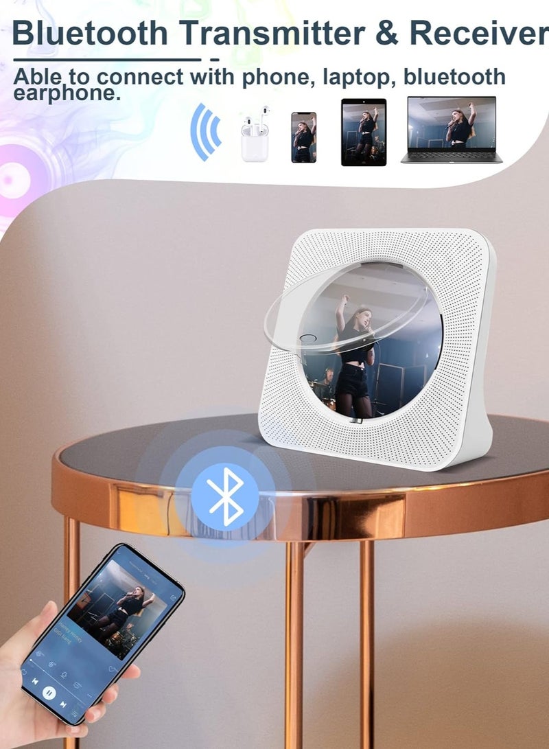 Bluetooth CD Player with Speakers - Homlab Desktop CD Player with Dust Cover, FM Radio, Anti-skip Protection, Portable Music Player Home Audio Boombox with LCD Display, Remote, Aux Input - Image 2