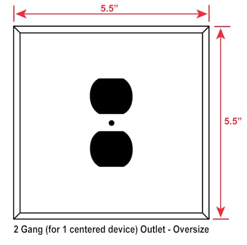 Art Plates OVERSIZED JUMBO Metal Outlet Cover, 2 Gang Electrical Outlet Cover Plate (for 1 Centered Device), Wall Plate Cover for Duplex Outlets, Steel Painted White - UL Listed, 5.5" x 5.5" - Made in USA - Image 3