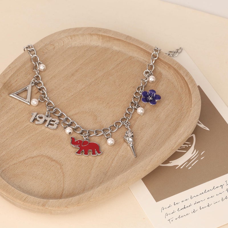 Medsor Red Elephant Bracelet Sorority Gift 1913 Triangle African Violet Torch Charm Bracelets for Women - Image 5