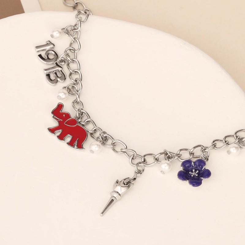 Medsor Red Elephant Bracelet Sorority Gift 1913 Triangle African Violet Torch Charm Bracelets for Women - Image 4