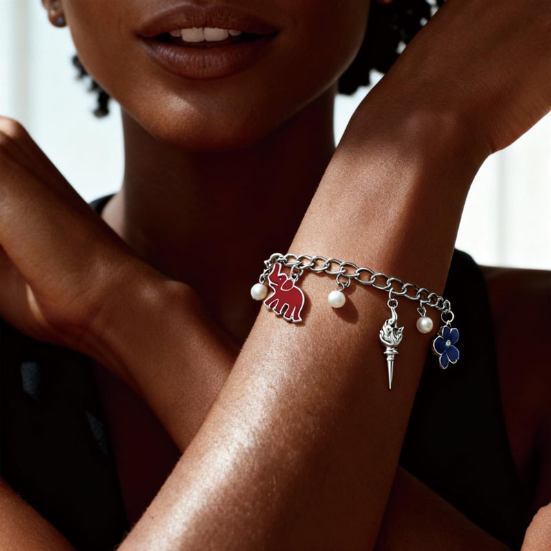 Medsor Red Elephant Bracelet Sorority Gift 1913 Triangle African Violet Torch Charm Bracelets for Women - Image 2