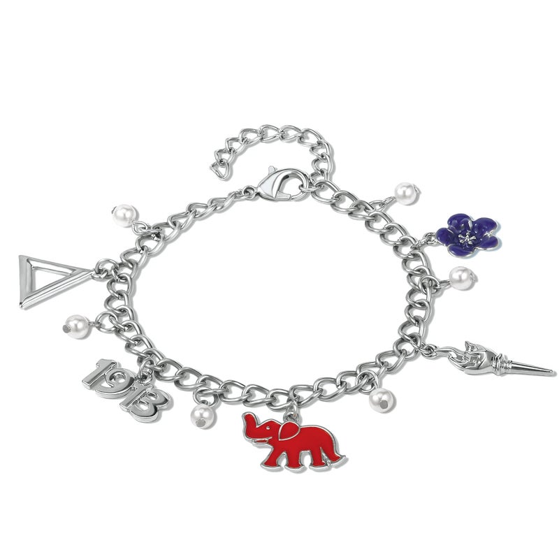 Medsor Red Elephant Bracelet Sorority Gift 1913 Triangle African Violet Torch Charm Bracelets for Women - Image 1