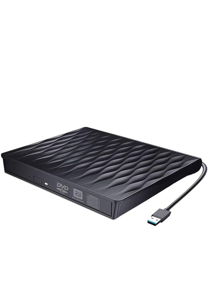 Generic - External DVD CD Drive, WTONG USB 3.0 Portable CD/DVD +/-RW Drive Slim DVD/CD ROM Rewriter Writer Reader Burner for Laptop Desktop PC Windows Linux OS Apple Mac - Black - Image 1