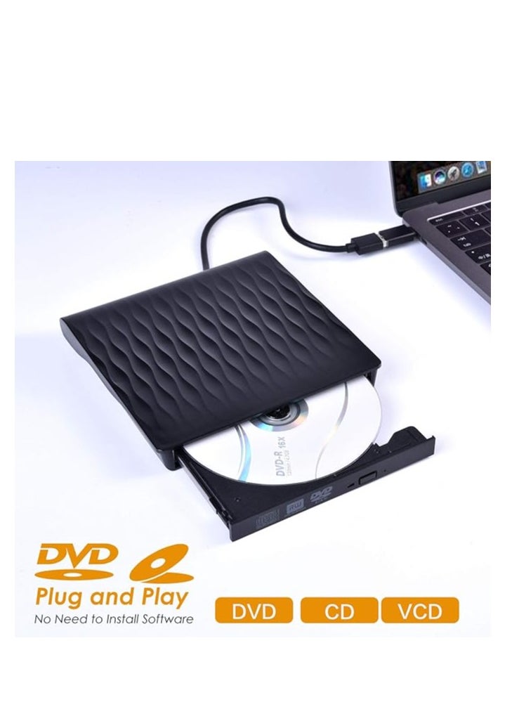 Generic - External DVD CD Drive, WTONG USB 3.0 Portable CD/DVD +/-RW Drive Slim DVD/CD ROM Rewriter Writer Reader Burner for Laptop Desktop PC Windows Linux OS Apple Mac - Black - Image 1