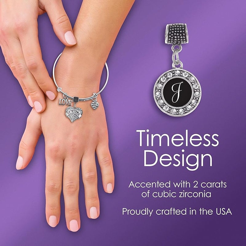 Inspired Silver - Silver Circle Charm for Bracelet with Cubic Zirconia Jewelry - Image 3