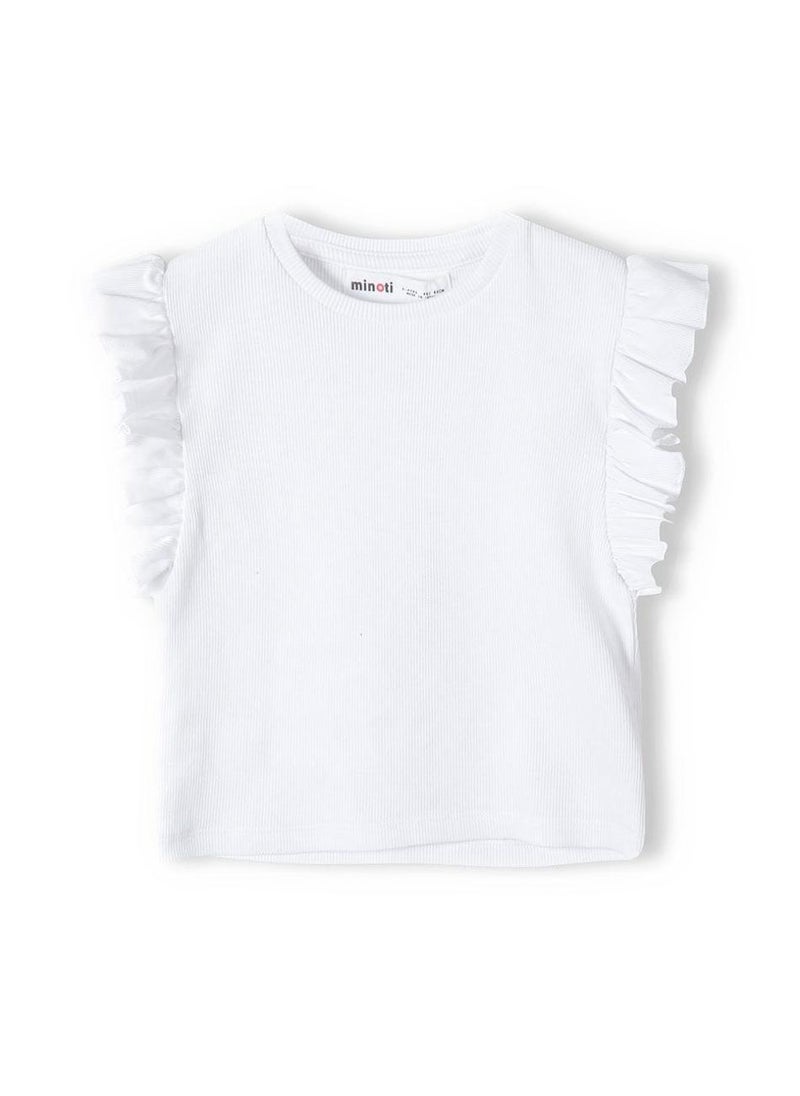 MINOTI Girls Sleeveless Top with Ruffle Shoulders - Image 2