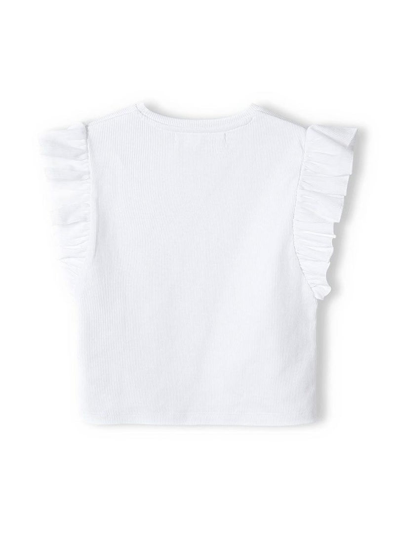 MINOTI Girls Sleeveless Top with Ruffle Shoulders - Image 3