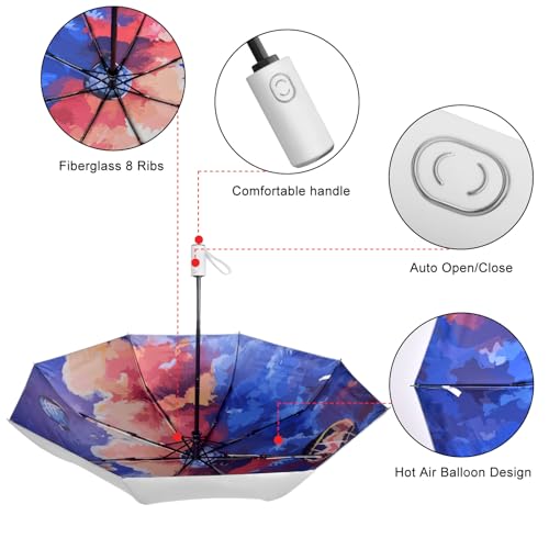 Cuby UV Sun Umbrella Compact Folding Travel Umbrella Auto Open and Close for Windproof, Rainproof & 99.9% UV Protection Parasol with Silver Anti-UV Coating - Image 4