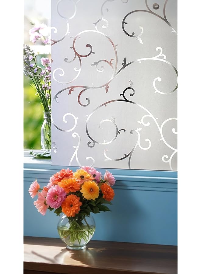 The Bros Frosted Stained Glass Window Film - Static Cling, No-Adhesive, Privacy Film - Decorative Window Covering (60 x 100cm) - Image 1