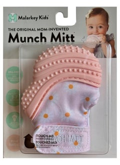 Malarkey Kids Malarkey Kids Baby Teething Mitten, Munch Mitt Baby Chew Toy - Protects Hands from Chewing & Saliva, Heals Aching Gums, Promotes Sound & Visual Stimulation for Babies Up to 1-Year-Old (Pink Daisies)  - Image 2
