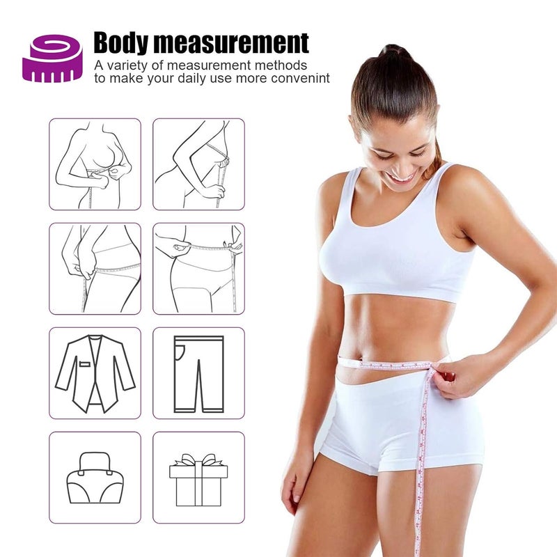 BUSHIBU 3 Pack Tape Measure 150 cm 60 Inch Push Button Tape Body Measuring Soft Retractable for Sewing Double-Sided Tailor Cloth Ruler (Pink Purple Sky Blue) - Image 5