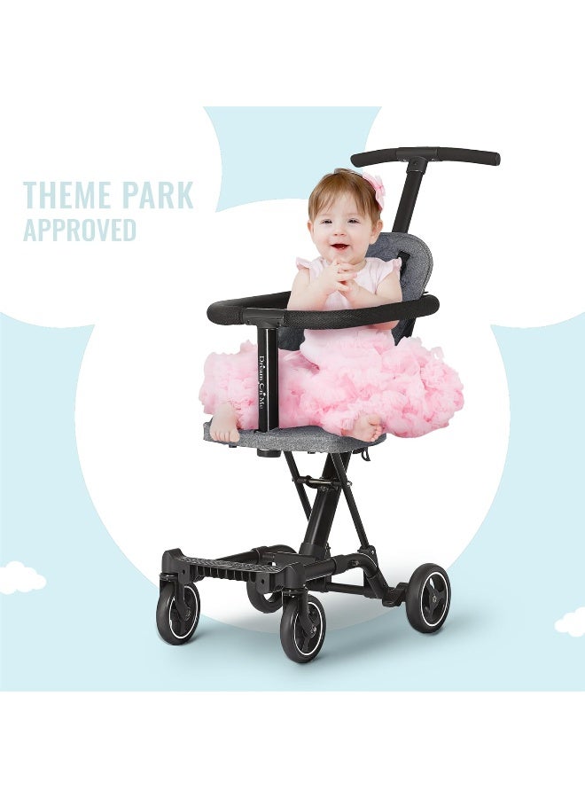 Dream on Me, Coast Stroller Rider, Lightweight, One Hand Easy Fold, Travel Ready, Sturdy, Adjustable Handles, Soft-Ride Wheels, To Push, Gray - Image 2