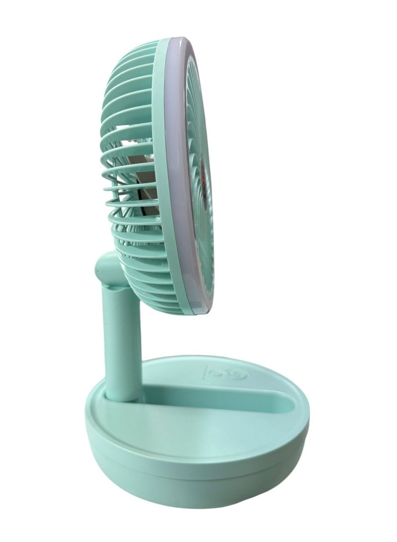 DEEPKING Rechargeable Desk Fan With Light , 8-inch Folding Table Fan with Lamp, 3000mAh Battery, 3-Speed Wind, USB Powered, Model DK-122 - Image 1