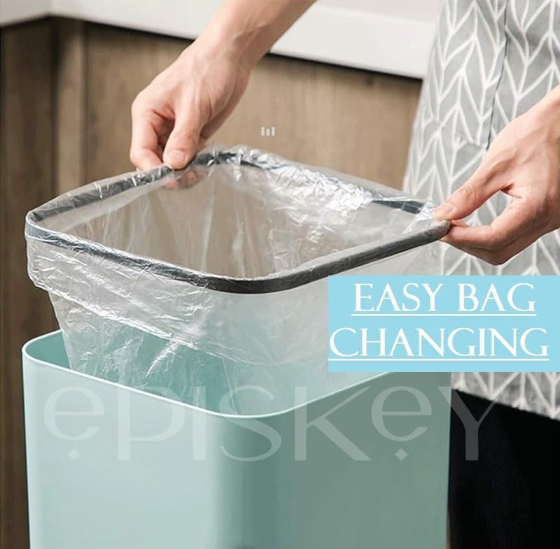 Episkey Wastebasket Waterproof Square Garbage Cans Suitable for Home Kitchen Bedroom Bathroom Dustbin Stackable Garbage Sorting Trash Can with Lid Green Pack of 3 - Image 2