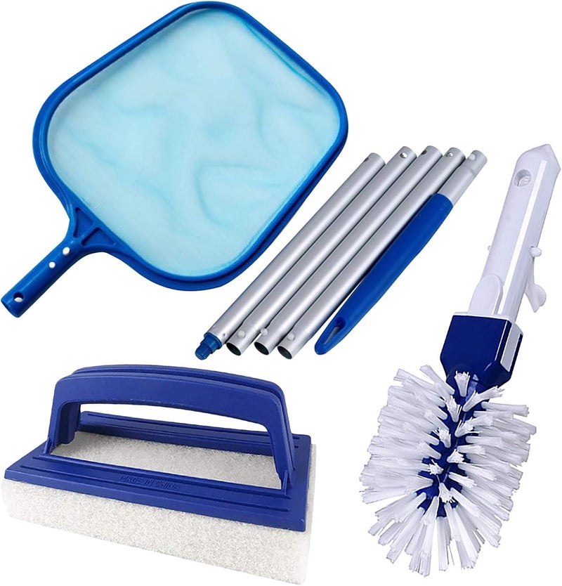 ويوبلز مجموعة تنظيف أحواض الاستحمام الساخنة (3 قطع): شبكة تنظيف سطح المسبح، شبكة دقيقة، فرشاة تنظيف، وفرشاة إسفنجية لتنظيف المسابح، والمنتجعات الصحية، وأحواض الاستحمام الساخنة، والنوافير، وبرك الحدائق. - Image 1