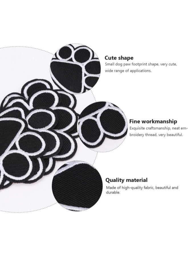 Applique Patches 20pcs Dog Paw Iron On Patches Animal Embroidered Appliques Puppy Paw Sew on Patches Sticker for Repairing DIY Your Jacket Clothes