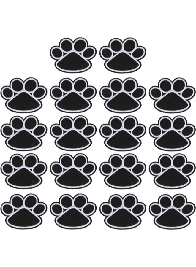 Applique Patches 20pcs Dog Paw Iron On Patches Animal Embroidered Appliques Puppy Paw Sew on Patches Sticker for Repairing DIY Your Jacket Clothes