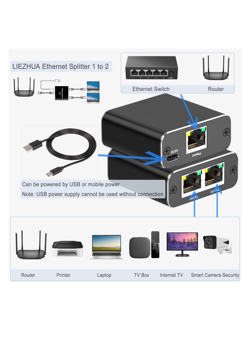 Generic - RJ45 Network Splitter Adapter, Ethernet Cable Splitter, 1 to 3 Internet Splitter 1000Mbps High Speed LAN Network Splitter, 3 Devices Simultaneous Networking, for Cat5/5e/6/7/8 - Image 1