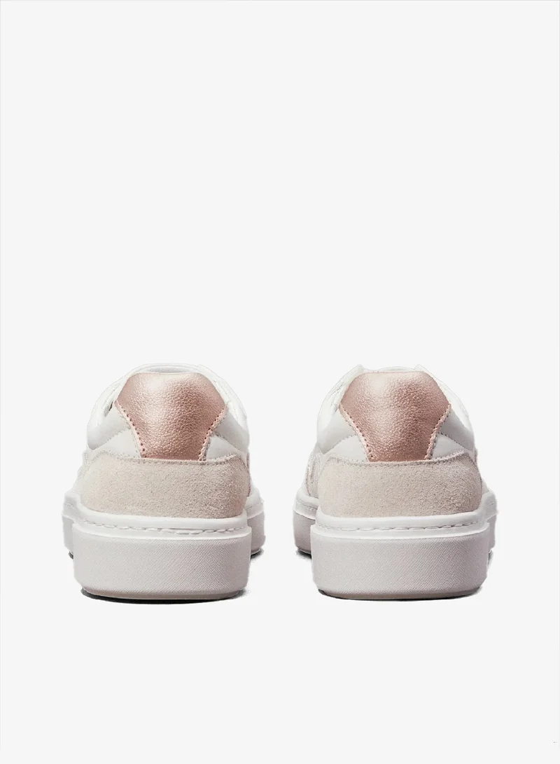 CALVIN KLEIN White/Metal Cameo Leather Trainers for Women | Best Price UAE