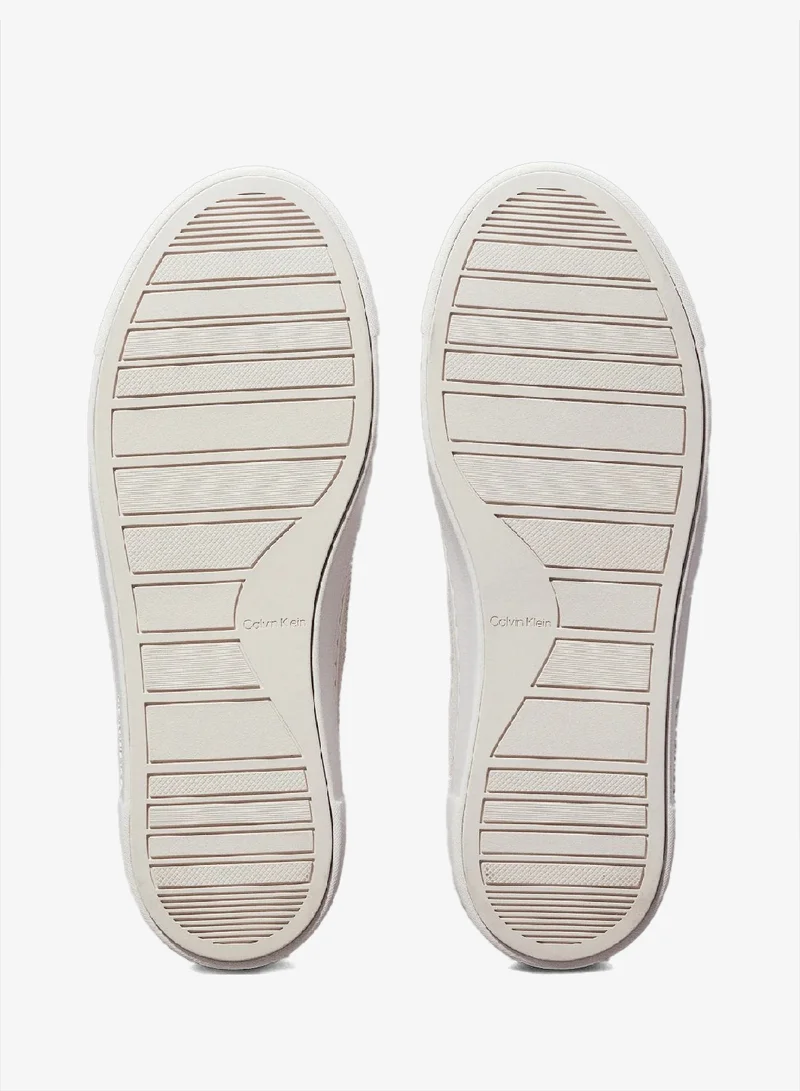 CALVIN KLEIN White/Metal Cameo Leather Trainers for Women | Best Price UAE