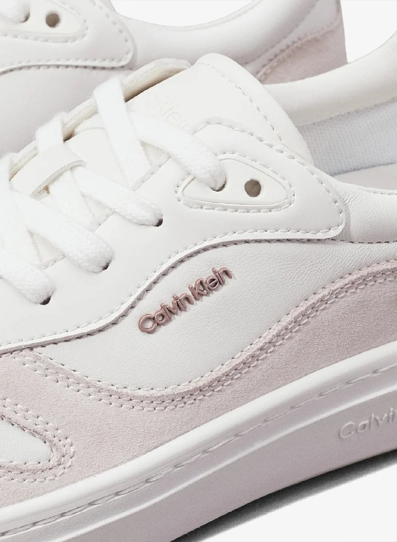 CALVIN KLEIN White/Metal Cameo Leather Trainers for Women | Best Price UAE