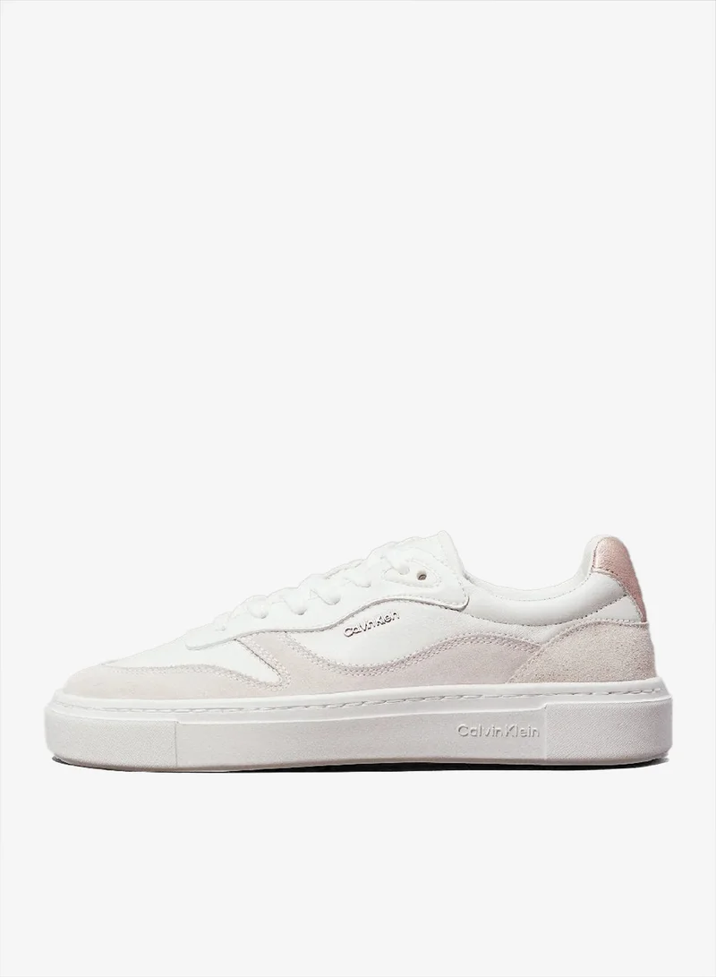 CALVIN KLEIN White/Metal Cameo Leather Trainers for Women | Best Price UAE