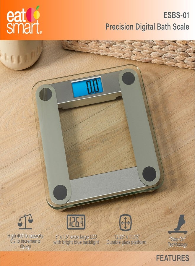 EatSmart Eat Smart Digital Bathroom Scale with Extra Large Easy to Read Lighted Display, Weight Tracking, Includes Body Tape, Grey and Clear - Image 2