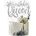 YUINYO Handmade Glitter Queen Birthday Cake Topper Happy Birthday Cake Bunting Decor Party Decoration Supplies Sliver - Image 4
