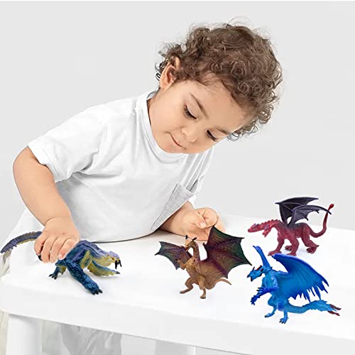 SIENON 10Pack 5 Inch and 3 Inch Dragon Toy Figures, Assorted Colors and Styles Mini Mythical Figurines for Kids Birthday Cake Decorations Christmas Halloween Dragon Theme Party Favors - Image 3