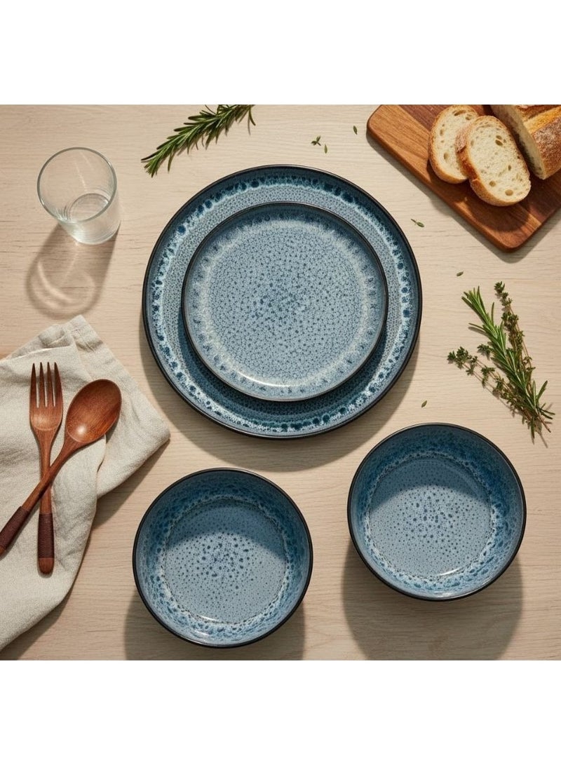 كذا هوم طقم عشاء بورسلين حراري 12 قطعة – يدخل الفرن والميكرويف | 4 أطباق صغيرة 25 سم + 4 بولات شوربة 20 سم | تصميم عصري فخم - Image 3