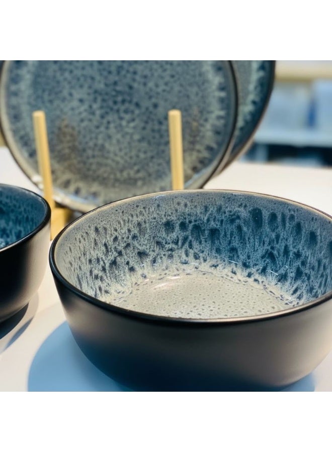 كذا هوم طقم عشاء بورسلين حراري 12 قطعة – يدخل الفرن والميكرويف | 4 أطباق صغيرة 25 سم + 4 بولات شوربة 20 سم | تصميم عصري فخم - Image 4