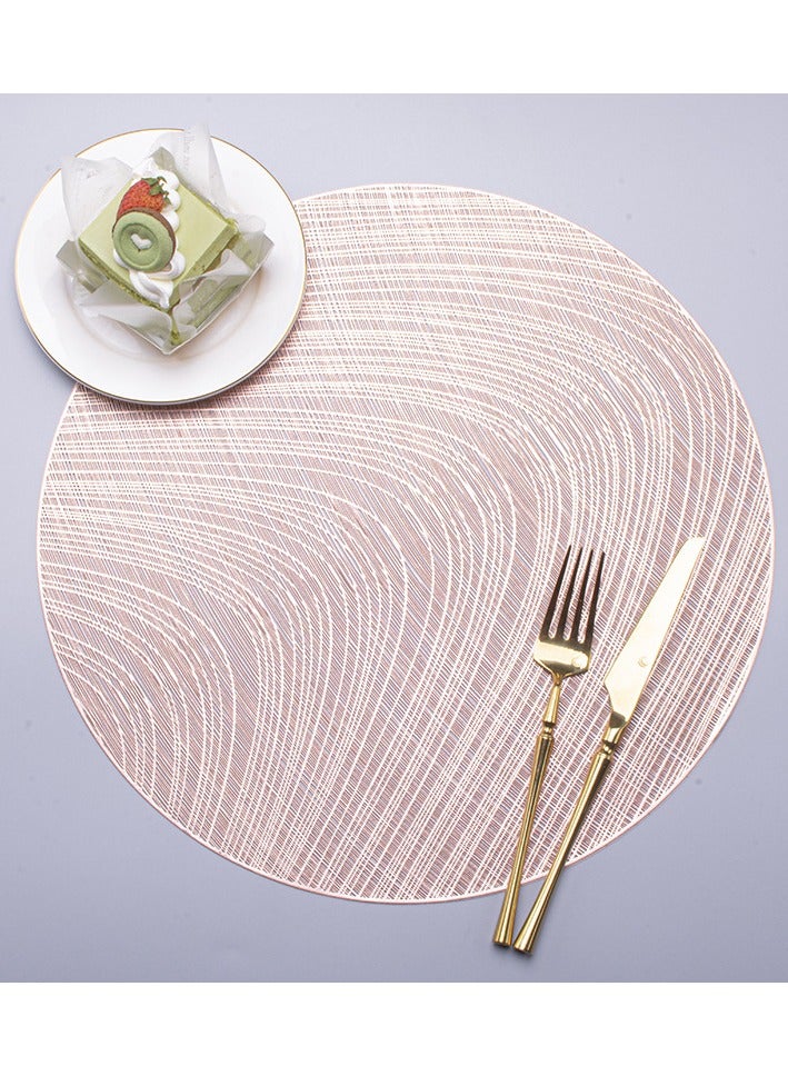 6 pieces of rose gold Nordic light luxury placemats PVC table mats insulation mats Western placemats hot gold round placemats-38CM - Image 2