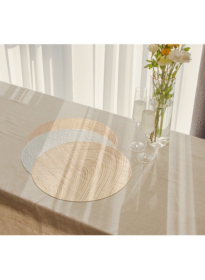 6 pieces of rose gold Nordic light luxury placemats PVC table mats insulation mats Western placemats hot gold round placemats-38CM - Image 3