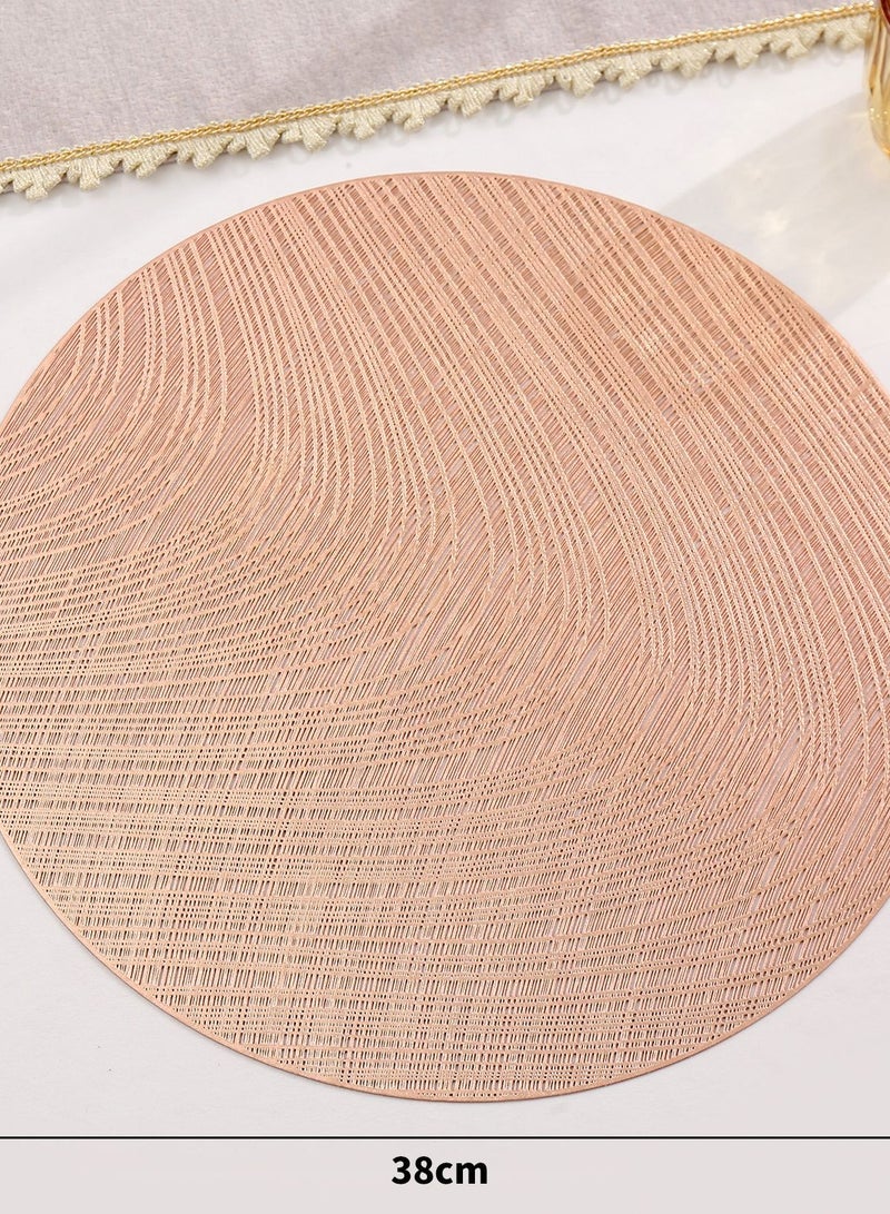 6 pieces of rose gold Nordic light luxury placemats PVC table mats insulation mats Western placemats hot gold round placemats-38CM - Image 4
