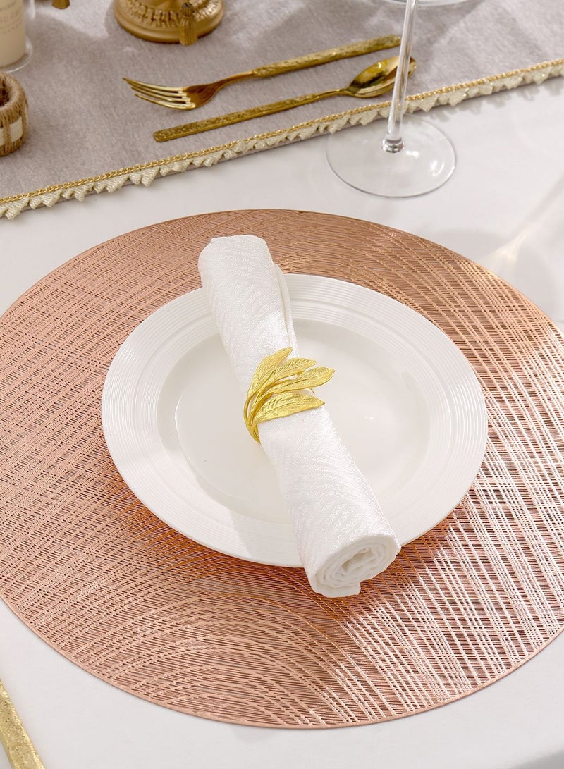 6 pieces of rose gold Nordic light luxury placemats PVC table mats insulation mats Western placemats hot gold round placemats-38CM - Image 5