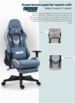 DROGO Ergonomic Gaming Chair with 7 Way adjustable Seat 3D Armrest Fabric Material Desk Chair Head USB Massager Lumbar Pillow Video Games Chair Home Office Chair with Full Recliner Back Footrest Grey  - Image 4