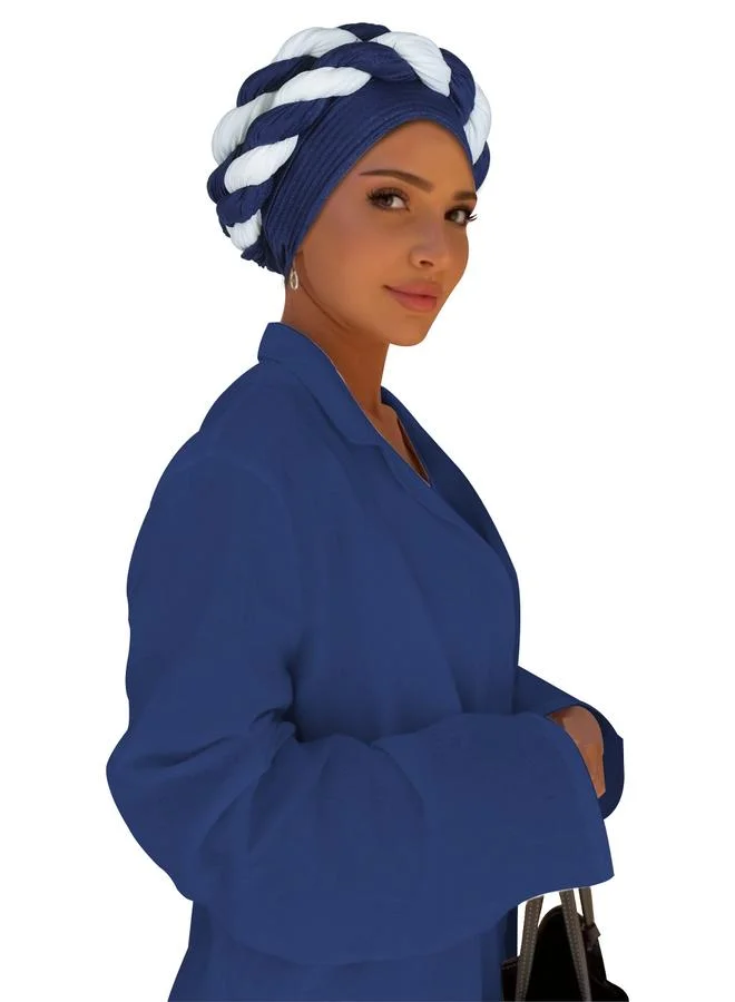 Take Two Navy Blue Braided Turban Hijab