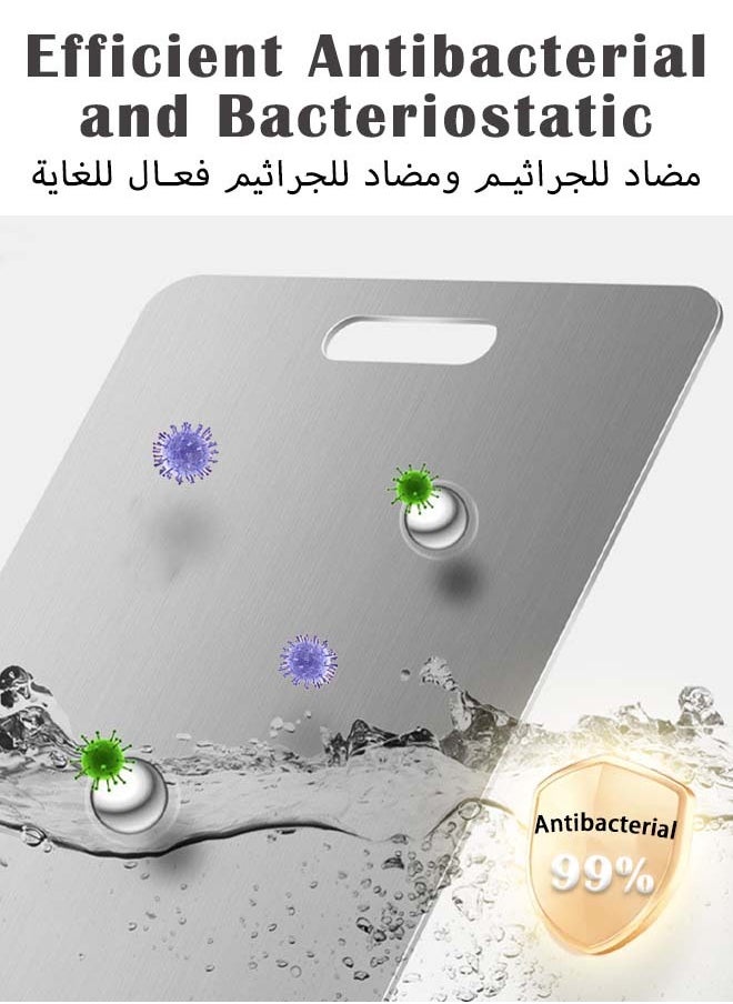 Arabest 304 Stainless Steel Cutting Board, Titanium Kitchen Chopping Board, Double-Sided Non-Slip Cutting Board for Meat, Cheese, Fruit, Vegetables, Dishwasher Safe(Size: 39 X 28 CM)  - Image 2
